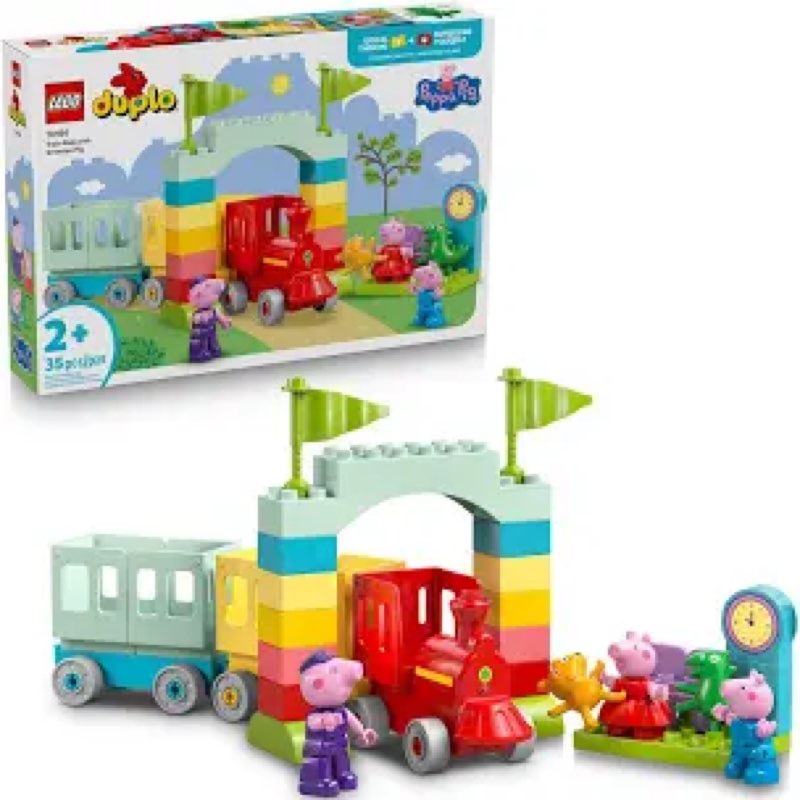 lego duplo peppa pig train ride with grandpa pig building toy - train toy for toddlers, ages 2+ - se