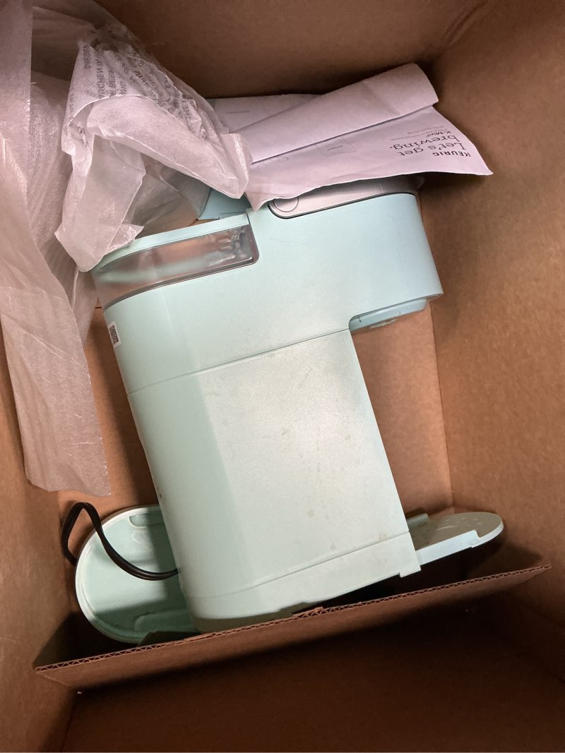 Condition photo showing As Is for Keurig K-Mini Mate Single Serve Coffee Maker – Ultra-Compact 4” Width, Travel Mug Friendly, Ideal Holiday Gift for Small Spaces, Glamping Green Small Glamping Green