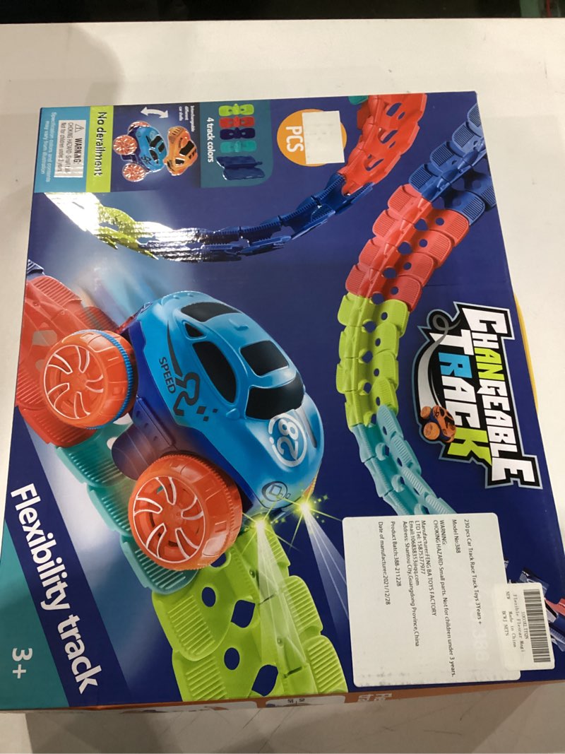 Condition photo showing New/Like New for 230 pcs Car Track Set Race Toys for Kids Christmas Boys Kids Birthday Toys, Flexible Changeable Magic Race Car Track for 3 4 5 6 7 8 9 10 12+Year Old Boys Girls