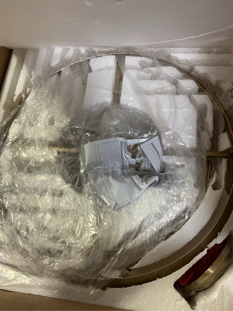 Condition photo showing Good Condition for Modern 5-Light Shell Chandelier, 2-Tiered Faceted Pendant Light with Gold Metal Frame, E26 Lighting Fixture for Dining Room, Bedroom, Living Room