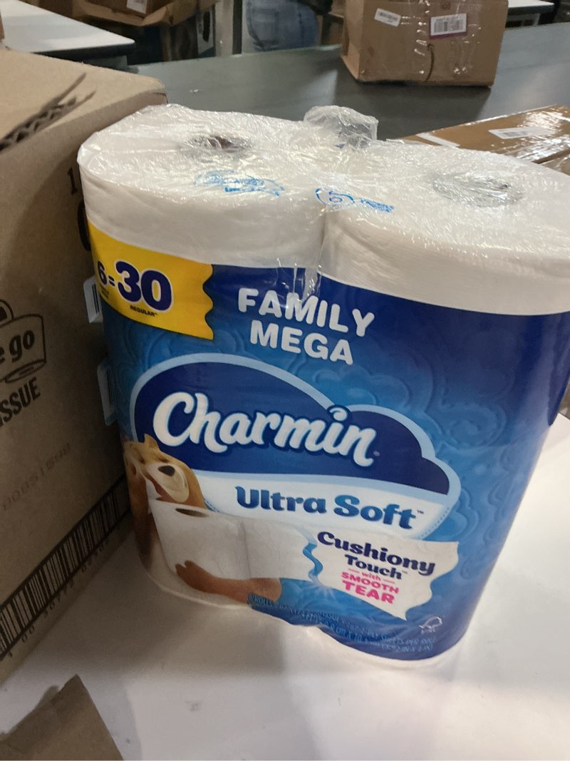 Condition photo showing Good Condition for Charmin Toilet Paper Ultra Soft Cushiony Touch, 18 Family Mega XL Rolls = 126 Regular Rolls Family Mega XL 288 Sheet (Pack of 30)