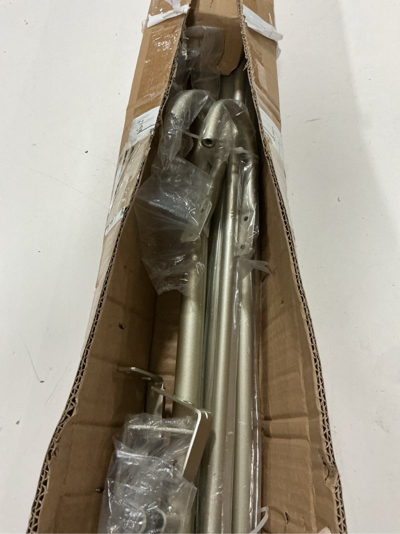 Condition photo showing As Is for 1 Inch Modern Silver Double Curtain Rod for Windows - Tension curtain rods 48 to 84 Inchs- Luxury Translucent Finials with Holdbacks -BHSRODS Home Double Window Rods for Living Room & Bedroom Silver 48“-84”