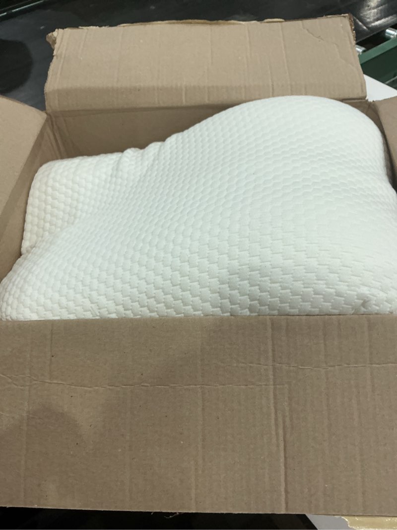 Condition photo showing As Is for cervical pillow for neck pain relief, memory foam neck pillow for sleeping, adjustable orthopedic sandwich pillow, contour cooling for side back stomach sleeper, king(27.6"×15.7"×5.2"/4.5") king size