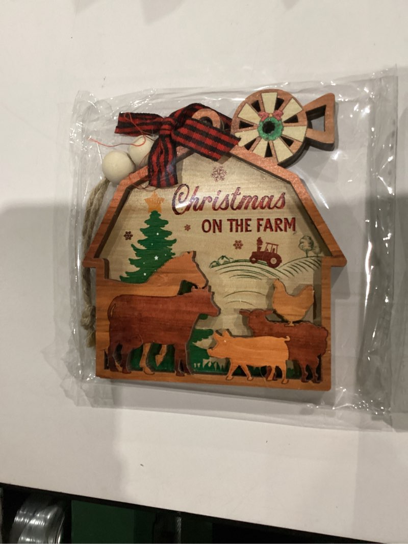Condition photo showing New/Like New for Farmhouse Christmas Ornaments 2025 - Wooden Rustic Farm Animal Ornaments for Christmas Tree Hanging Decor - Barn Farm Gifts for Women, Men, Farmer Gifts for Animal Lovers, Family, Friends