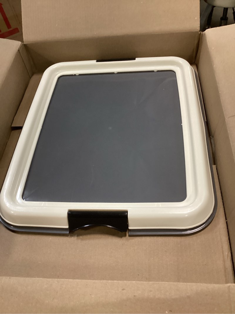 Condition photo showing Good Condition for IRIS USA Pee Pad Holder - Extra-Small Sized Dog & Puppy Pee Pads, Secured Latches, Non-Skid Feet, High Polish Finish for Easy Cleaning, Leak Protection, Fits 14"x17" Pad Puppy & Toy Breeds, Dark Grey X-Small Dark Gray