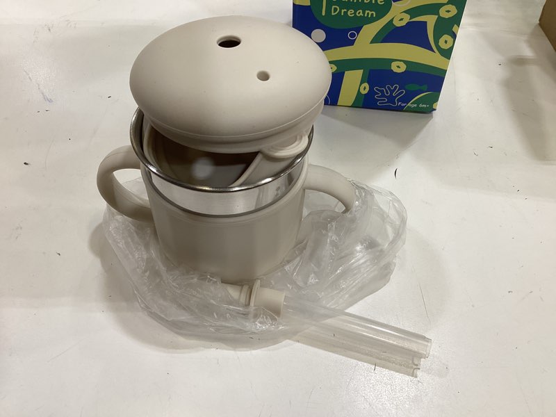 Condition photo showing Good Condition for jumble dream stainless steel and silicon sippy cup baby sippy cup, training kids cups with silicon straw, toddler tumbler with spill proof straw |sippy cup for toddlers 1-3 years| bpa free (cream) marshmallow cream