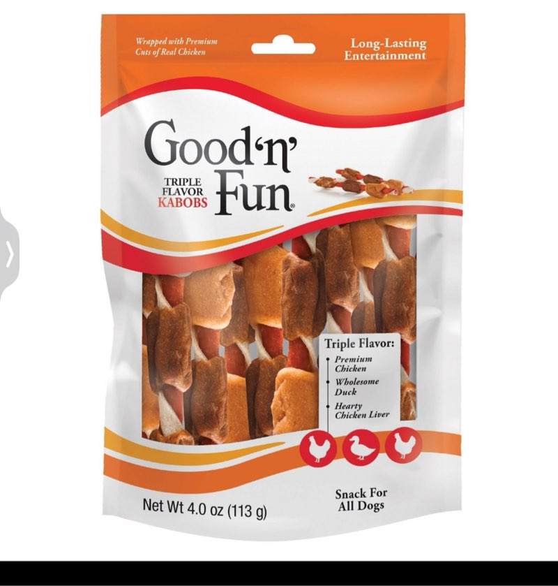 Good 'n' Fun Triple Flavor Pork, Beef and Chicken Kabobs Long Lasting Rawhide Dog Treats - 4oz
