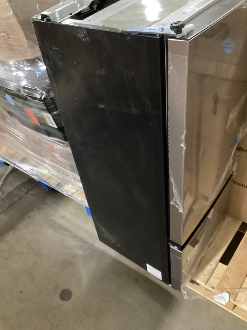 Condition photo showing As Is for simzlife 2 door freestanding mini fridge in silver with top freezer item #7394893 | model #crf006-31si