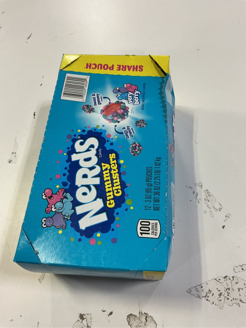 Condition photo showing New/Like New for ( best by 02/09/2027 ) Nerds Gummy Clusters Candy, Very Berry, 3 Ounce (Pack of 12) Very Berry 3oz (Pack of 12)