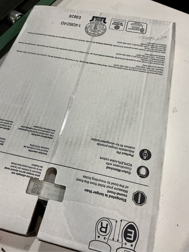 Condition photo showing Good Condition for kohler 4636-rl-0 cachet readylatch elongated toilet seat slow close, soft close toilet seat quiet lid, contoured grip-tight bumpers installation hardware, apartment essentials, white white elongated ready latch