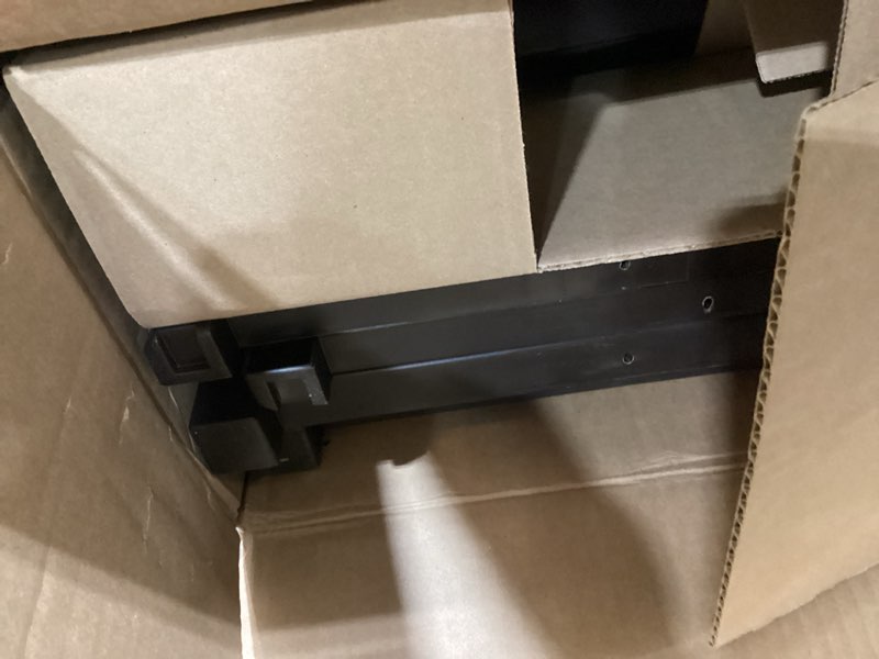 Condition photo showing As Is for Suncast 33 Gallon Commercial Outdoor Trashcan Hideaway with Lid for 30 to 33 Gallon Trash Bags for Garage, Backyard, or Garden, Brown