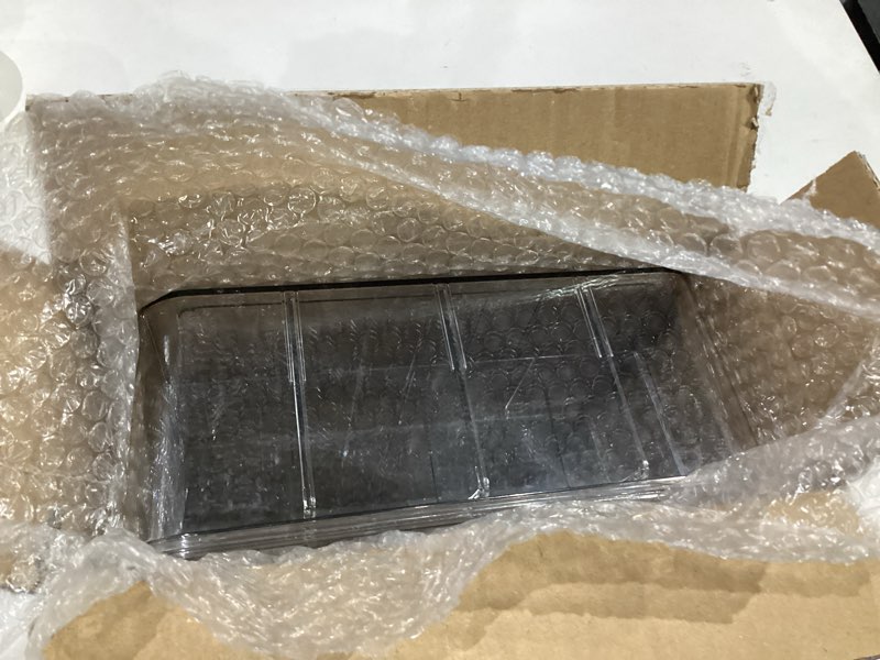 Condition photo showing Good Condition for Socks Underwear Drawer Organzier Dividers, 16 Compartment Removable Divided Plastic Storage Bin with Lid, Storage Organizer for Scarves Ties Bras, Clear Dresser Drawer Organizers Large-16 Grids