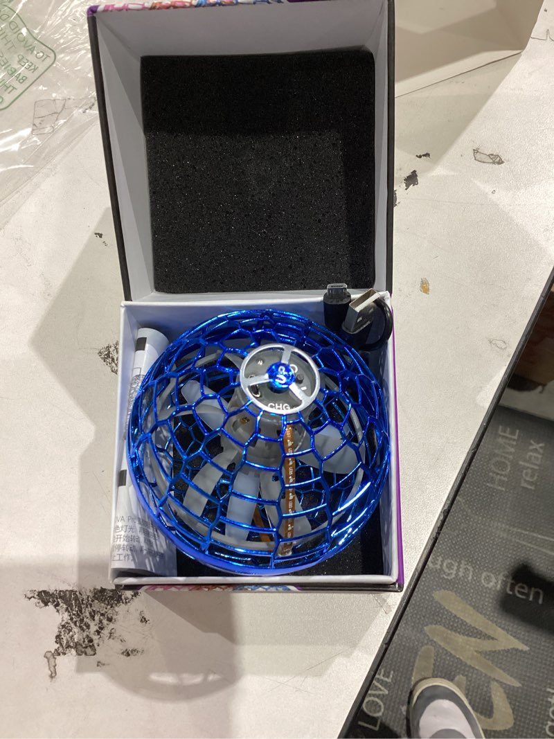 Condition photo showing As Is for Magic Flying Orb Ball with Lights,2025 UFO Hand Operated Mini Drone for Kids Age 8-13,Galactic Fidget Spinner Boomerang Hover Balls,Christmas Birthday Gifts Toy for 6 7 8 9 10+ Year Old Boy Girl Teens Flying Ball Only Blue