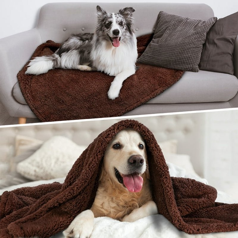 PetAmi Fluffy Waterproof Dog Blanket for Bed Large Dogs, Soft Warm Pet Sherpa Throw Pee Proof Couch 