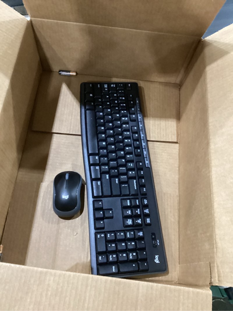Condition photo showing As Is for logitech mk270 wireless keyboard and mouse combo for windows, 2.4 ghz wireless, compact mouse, 8 multimedia and shortcut keys, 2-year battery life, for pc, laptop - black