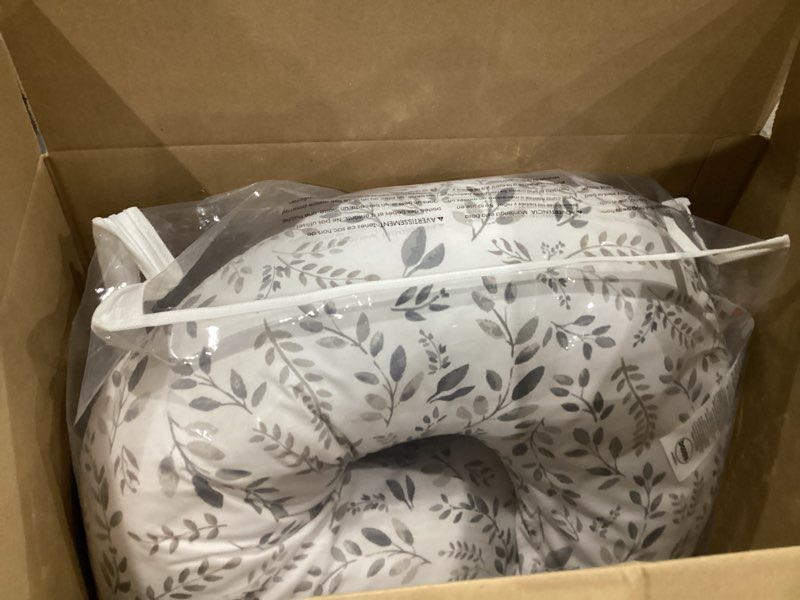 Condition photo showing New/Like New for Boppy Nursing Pillow - Ergonomic Bottle & Breastfeeding Pillow with High, Firm, Large Area, Water-Repellent Cushion with Washable Cover; Baby Safety Alliance Verified - Blue Speckled Current New Nursing Pillow Blue Speckled Current