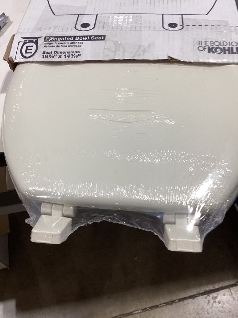 Condition photo showing Good Condition for kohler 4647-96 stonewood toilet seat elongated,wood toilet seat, elongated toilet seat for standard toilets, toilet lid, biscuit biscuit elongated