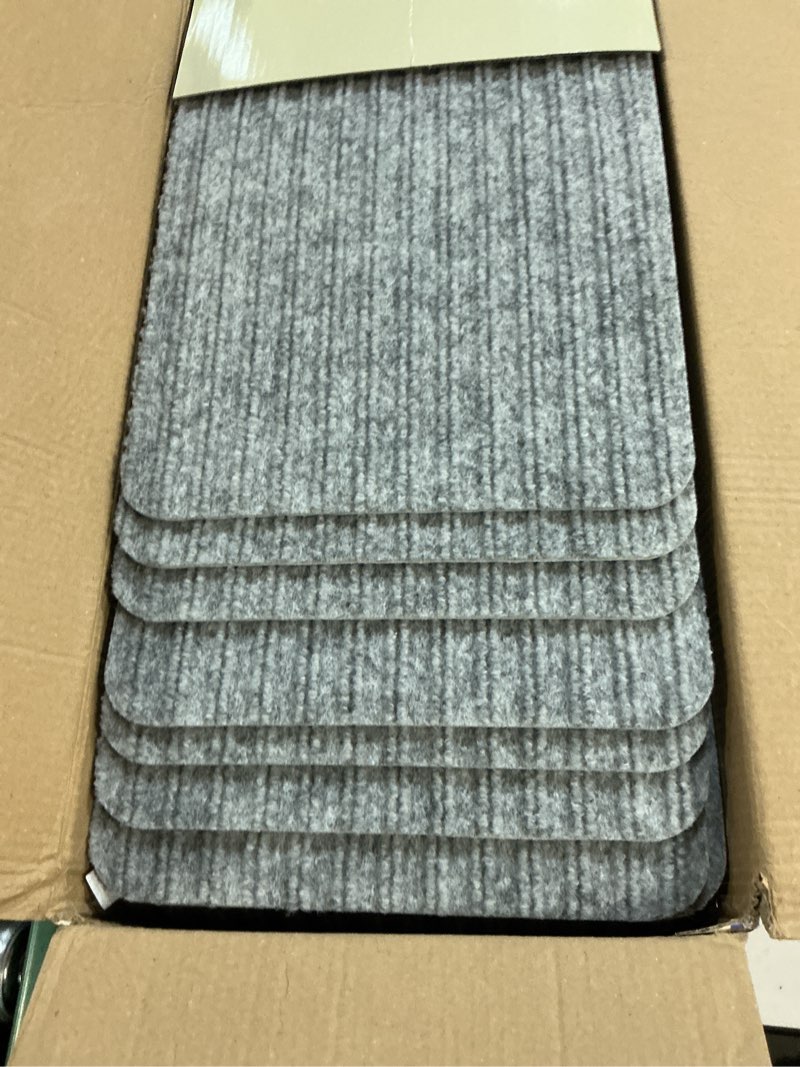 Condition photo showing New/Like New for mbigm 8" x 30" (15 in pack) non-slip carpet stair treads non-skid safety rug slip resistant indoor runner for kids elders & pets with reusable adhesive - light gray - carpet pads for stairs 8" x 30" - 15 pcs light gray