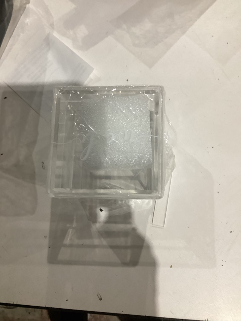 Condition photo showing Good Condition for Lillian Rose Clear Acrylic Box Ring Pillow Alternative, 3.25"x3.25"x3"