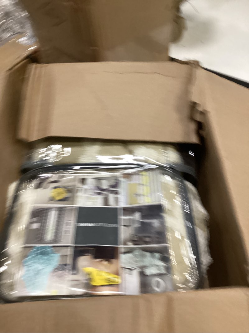 Condition photo showing As Is for Madison Park Tufted Chenille 100% Cotton Duvet Modern Luxe All Season Comforter Cover Bed Set with Matching Shams, Full/Queen(90"x90"), Damask Taupe 3 Piece Viola, Damsk Taupe Full/Queen(90"x90")