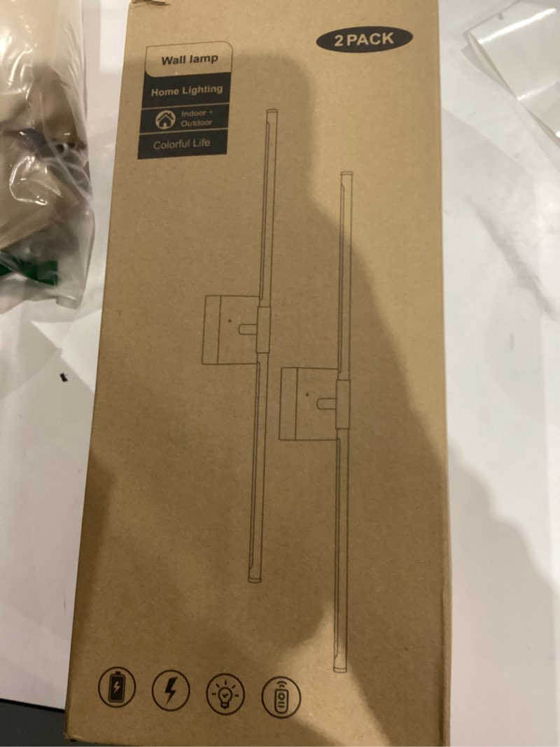 Condition photo showing New/Like New for Battery Operated Wall Sconce Set of 2, Wall Sconces 3000K-6000K Dimmable Rechargeable Wall Sconce with Remote Control, 350°Rotate LED Wireless Wall Lights for Living Room, Hallway, Bedroom(Black) 2PACK-BLACK