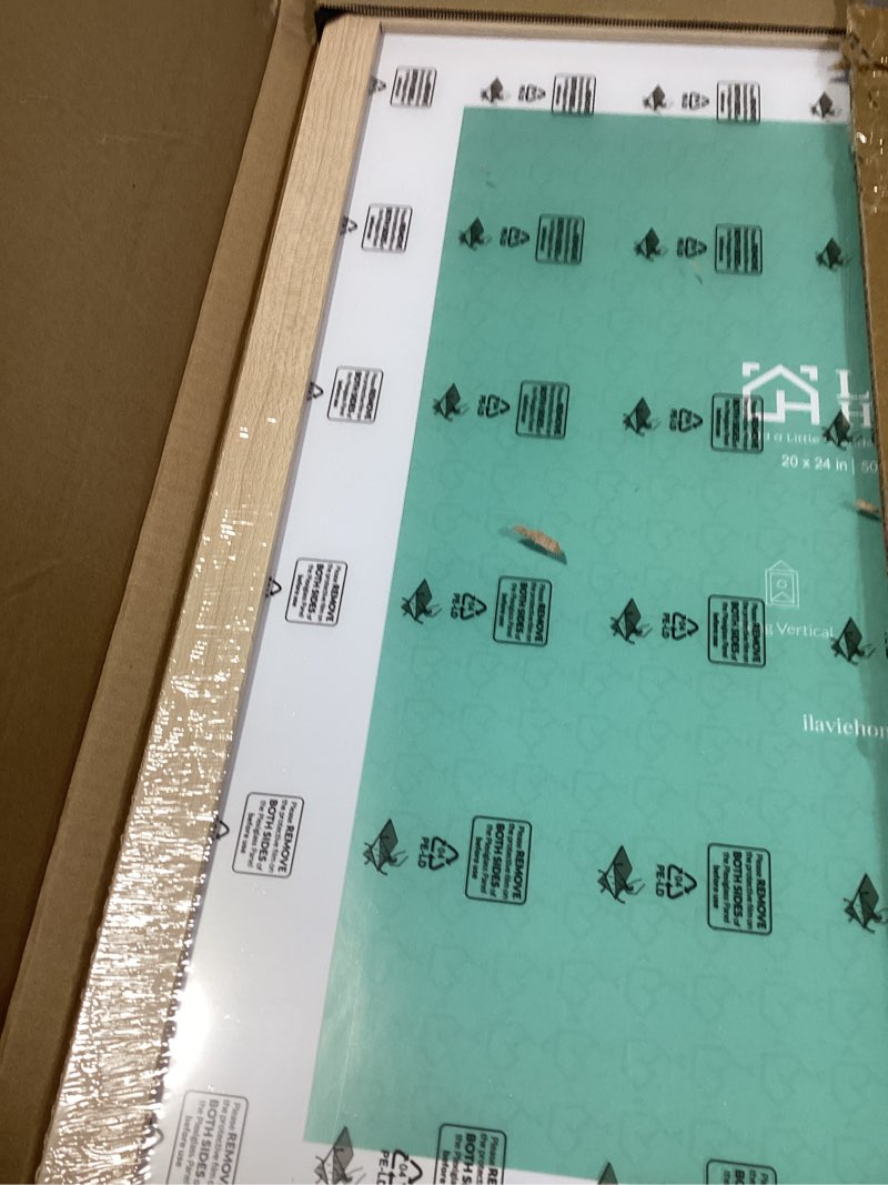 Condition photo showing Good Condition for LaVie Home 20x24 Picture Frame Beige Oak Wood Poster Frame, Display Pictures 16x20 with Mat or 20x24 Without Mat, Stable Frame and Polished Plexiglass, Horizontal and Vertical Format of The Walls 20x24 Beige Oak