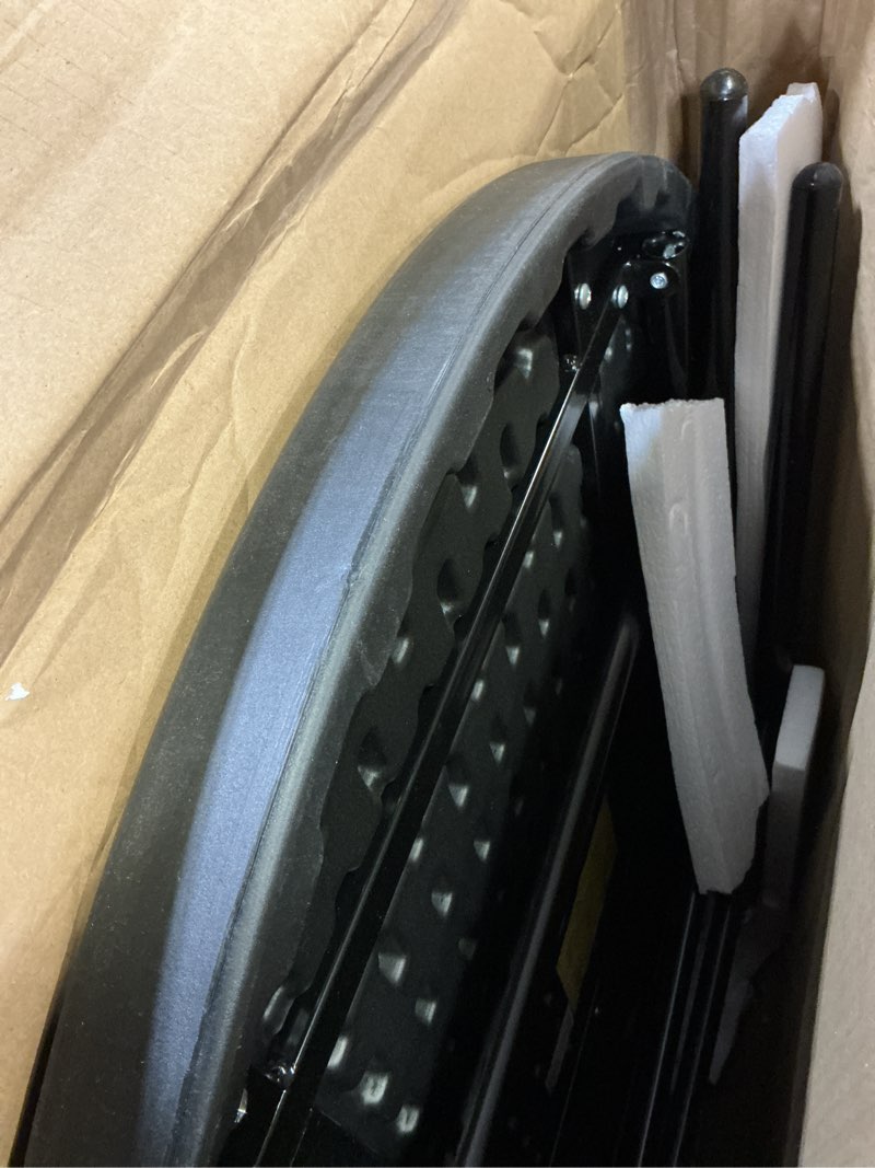 Condition photo showing Good Condition for 32" round folding table, portable bar height folding table with detachable legs, round foldable table with hdpe top for standing parties, balcony, event, indoor outdoor use (black, 1 pack) black 1