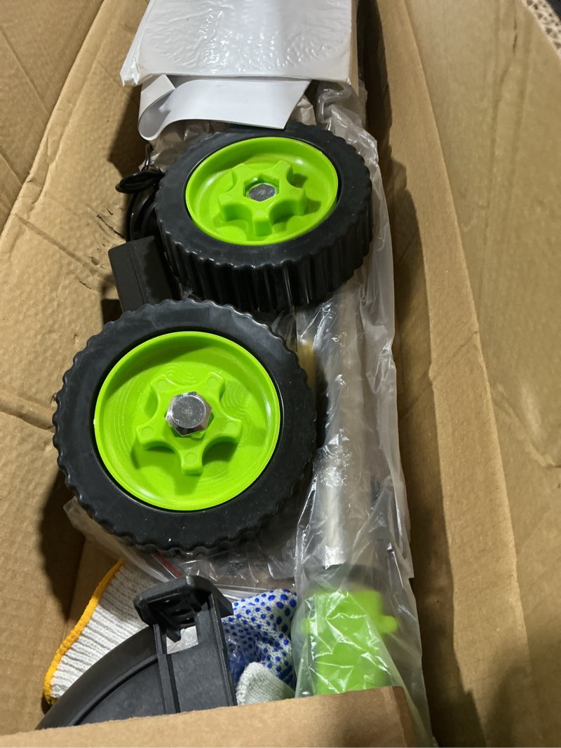 Condition photo showing Good Condition for 21v electric weed wacker, cordless weed eater battery powered, lightweight stringless weed trimmer with 2 battery operated & wheels, 4 in 1 grass trimmer/brush cutter/lawn edger/mower for garden yard green