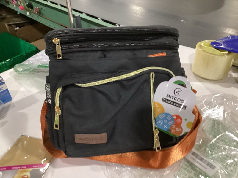 Condition photo showing Good Condition for miycoo lunch bag & lunch box for women men, double deck leakproof insulated soft large adult camping cooler bag for work, beach, picnic, travel (black orange, 15l) black orange 15l