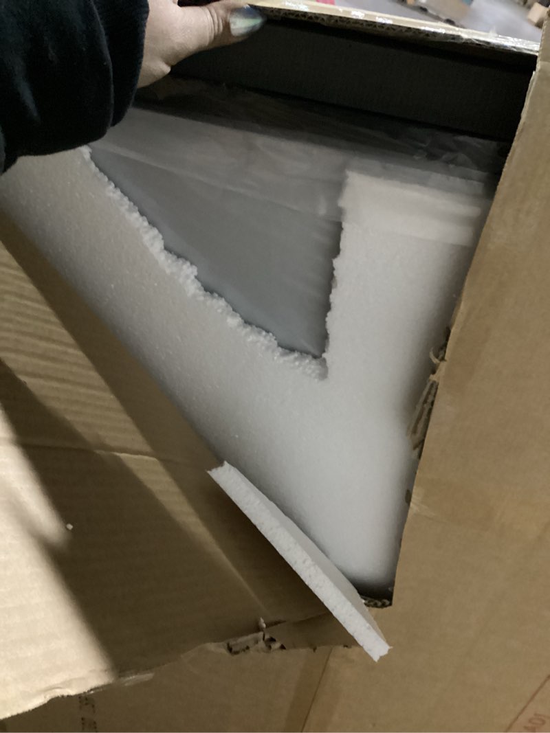 Condition photo showing Good Condition for Koonmi Black Framed Bathroom Mirror - Shatterproof 36"x48" Tempered Glass, HD No Distortion, Horizontal/Vertical Mount, Modern Matte Aluminum Alloy Frame 48"L x 36"W