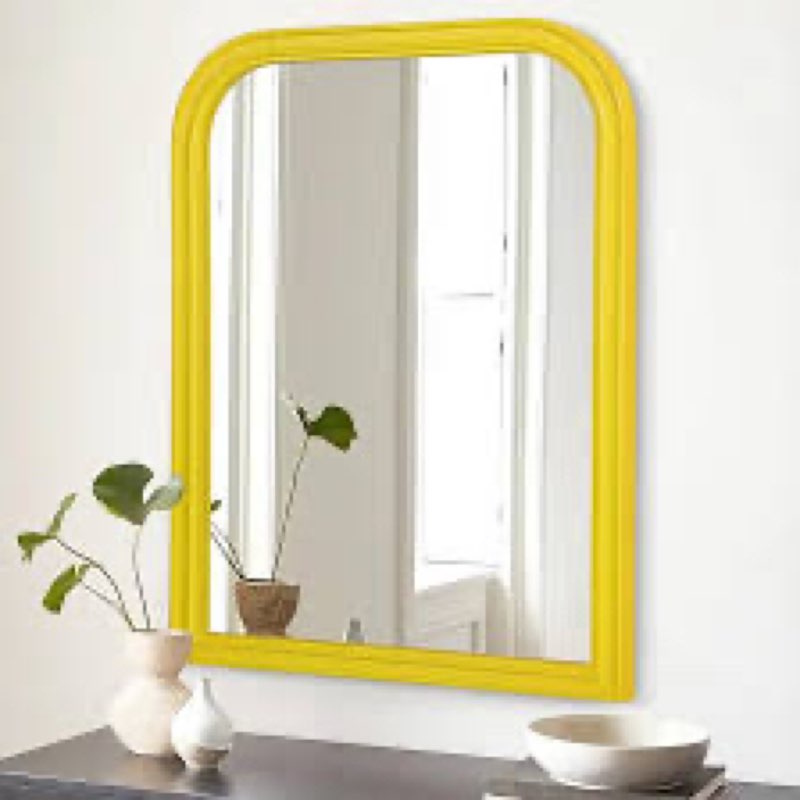 Wood Rectangular Hanging Wall Mirror Yellow Farmhouse Vintage Decorative Mirror for Wall Rustic Mirror for Bathroom Bedroom Entryway Decorative Wall Mounted Mirrors 20"x16"