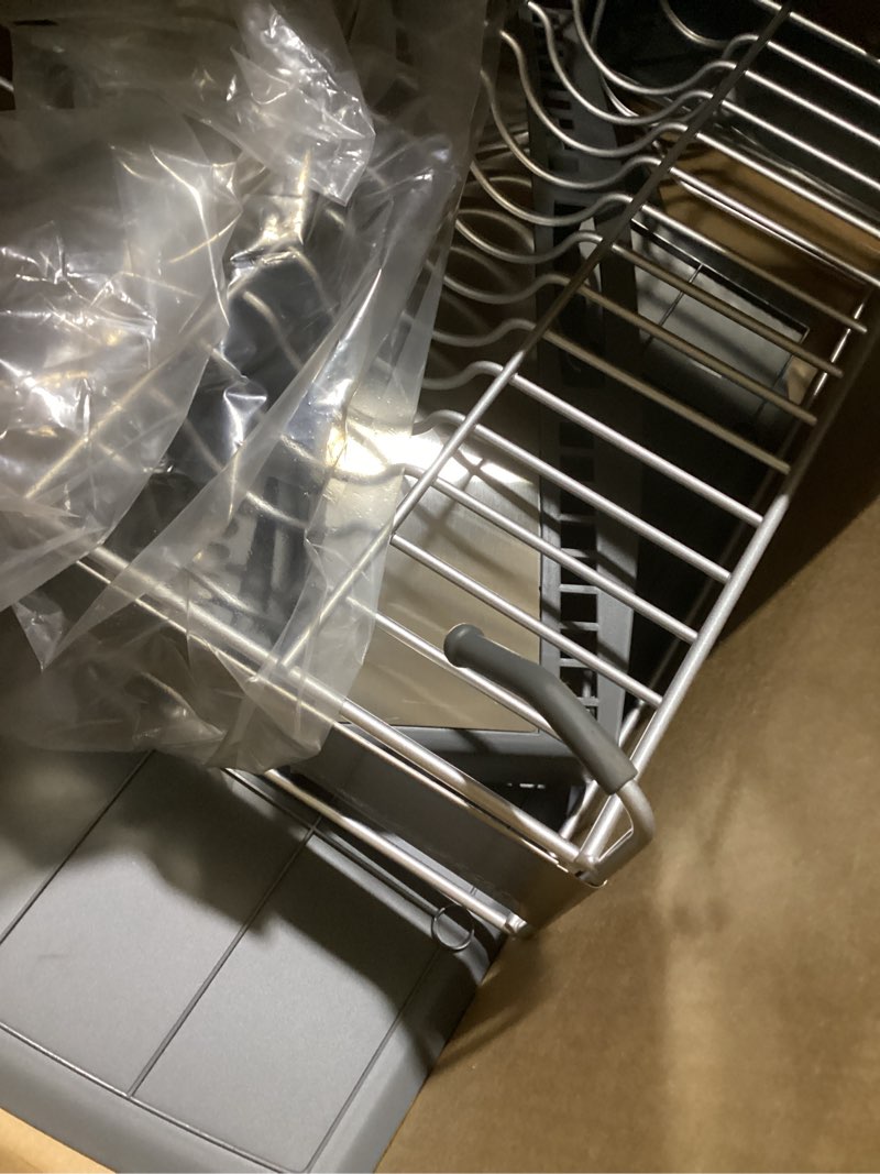 Condition photo showing Good Condition for KitchenAid Large Capacity Full Size Rust Resistant Dish Rack with Angled Drain Board and Removable Flatware Caddy, Light Grey Gray Full Size