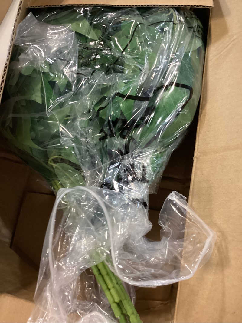 Condition photo showing Good Condition for hoteam 20 pcs artificial ruscus greenery 27.5" fake plants faux leaf floral hanging spray branch for wedding bouquet centerpieces