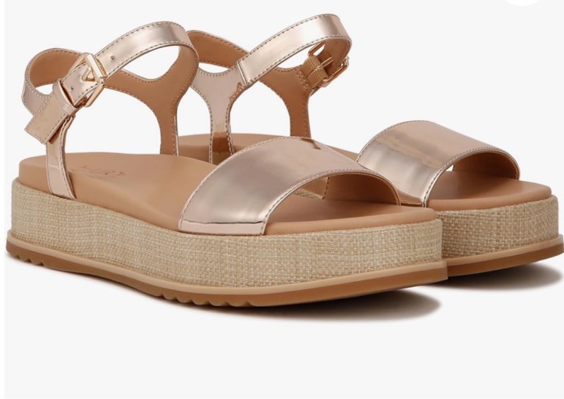 Naturalizer Womens Zane Ankle Strap Platform Casual Sandal Rose Gold Faux Leather 10.5 M