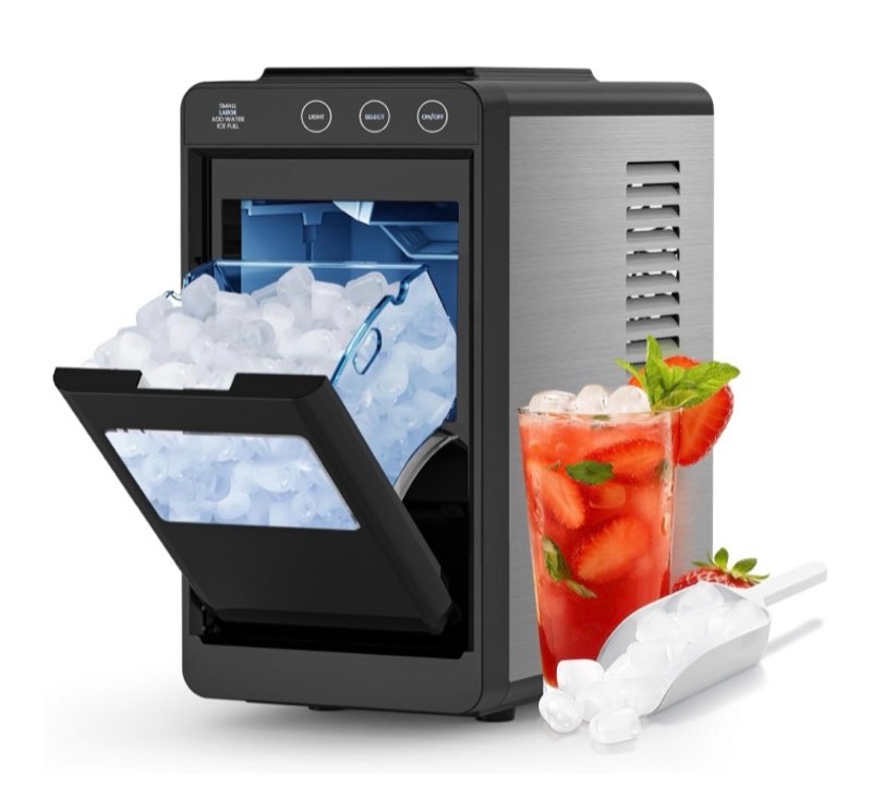cowsar ice maker countertop, portable ice machine with basket and scoop, 8 cubes in 6 mins, 26 lbs/2