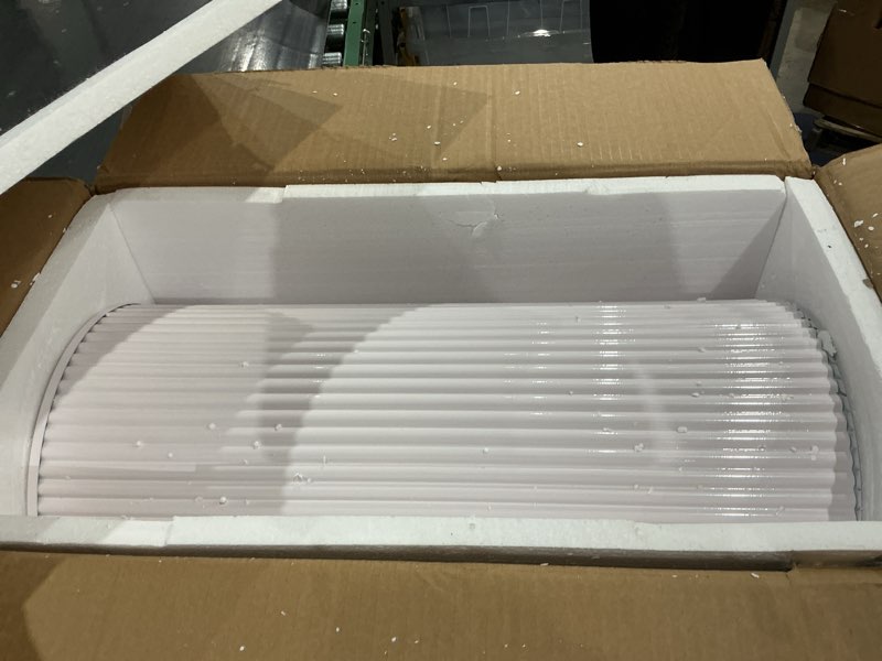 Condition photo showing Good Condition for metal pleated cylinder pedestal stands for party, 3 pieces heavy duty round cake pedestal stand display plinth pillars art decor for wedding ceremony birthday party?small, white? white l:23.82"x12.6", m:21.85"x11.02", s:19.88"x9.45"