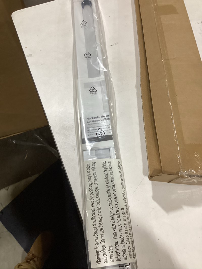 Condition photo showing As Is for BlindsAvenue Cellular Honeycomb Cordless Polyester Shade, 9/16" Single Cell, Light Filtering, White, Size: 24" W x 72" H