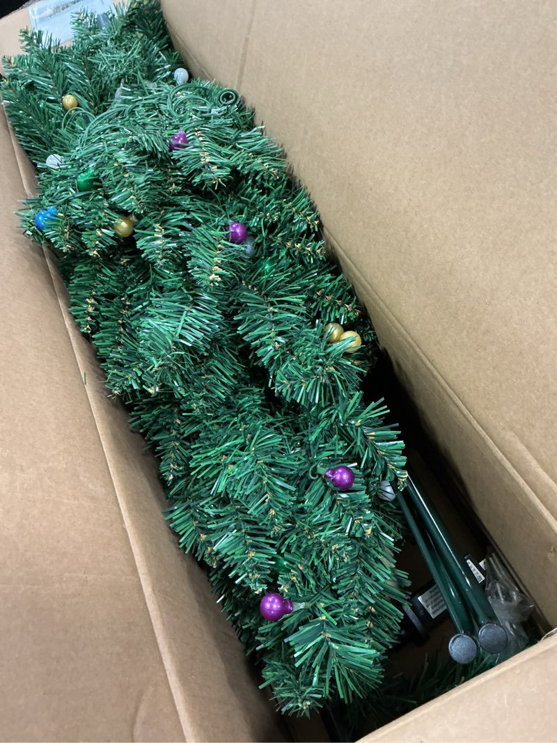 Condition photo showing Good Condition for 5ft Prelit Christmas Tree, Artificial Pencil Christmas Tree with 150 Multicolor Globe String Lights,