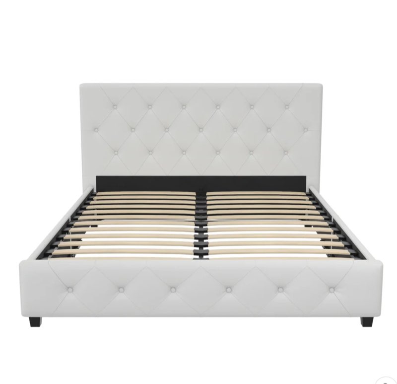 Incomplete box 2 of 2 only)Dakota Upholstered Platform Bed With Diamond Button Tufted Heaboard king 