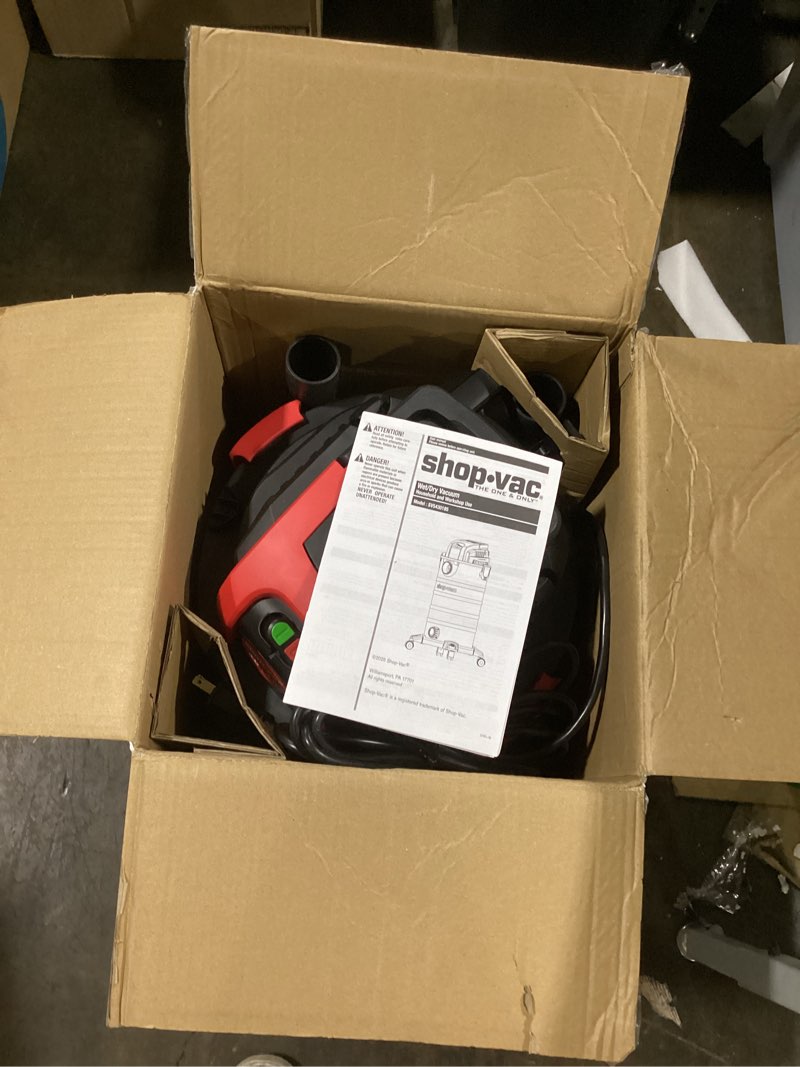 Condition photo showing Good Condition for Shop-Vac 8 Gallon 4.0 HP Wet/Dry Vacuum with Blower Function, Stainless Steel Tank, Portable Shop Vacuum with Wheels, Includes Filters, Hose & Accessories, Ideal for Garage and Workshop