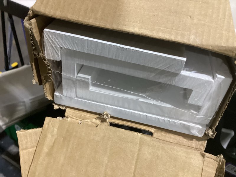 Condition photo showing Good Condition for MBYD White Floating Shelves for Wall with Hooks, Nursery Book Shelves for Kids Room, 36 Inch Wall Mount Bookshelf for Living Room Bedroom Bathroom Kitchen, Hanging Picture Ledge Shelf Set of 3 White 36 Inch