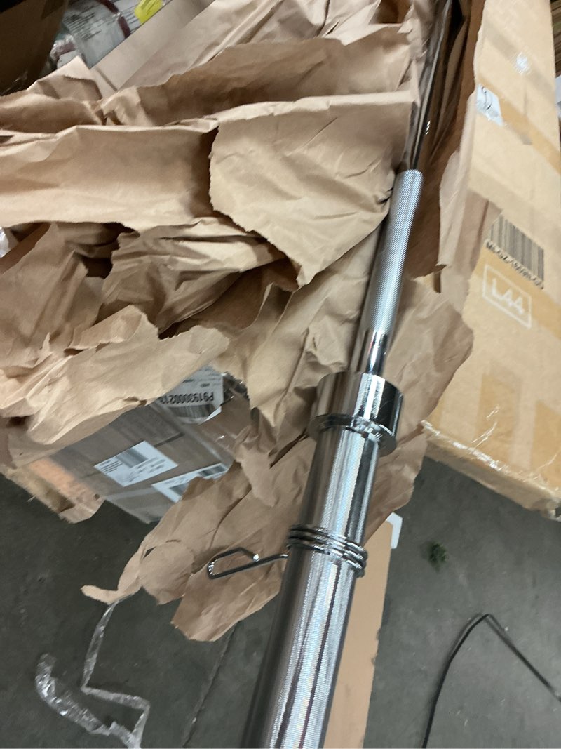 Condition photo showing Good Condition for iajxwi 4 ft barbell bar, weightlifting straight bar, olympic barbell for gym, home exercise, 2 barbell clamps
