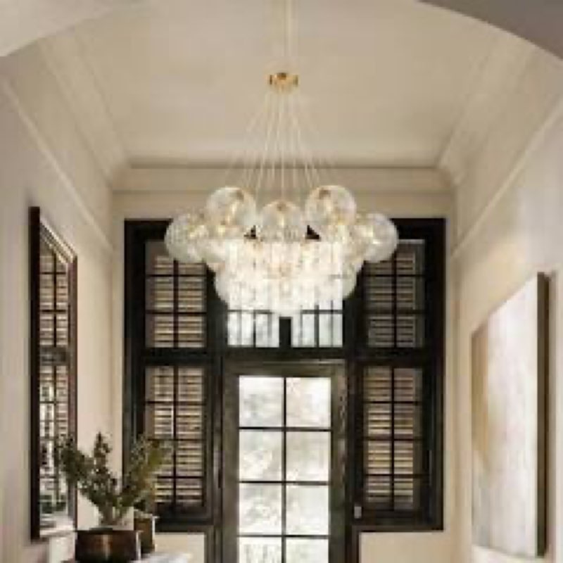 Lzawvm Bubble Chandelier Lighting Extra Large Glass Globe Chandelier 19-Lights Cluster Clear Ball Bu