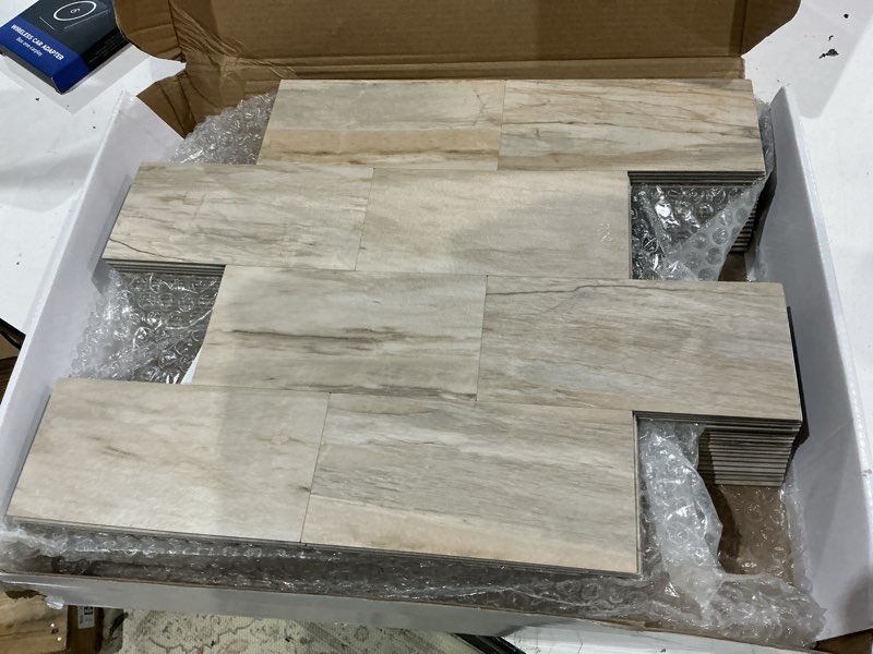 Condition photo showing Good Condition for 20 sheets warm beige pvc subway tiles peel and stick backsplash,12''heat resistant stick on tiles for kitchen,waterproof peel and stick wall tiles for bathrrom 20 warm beige stone