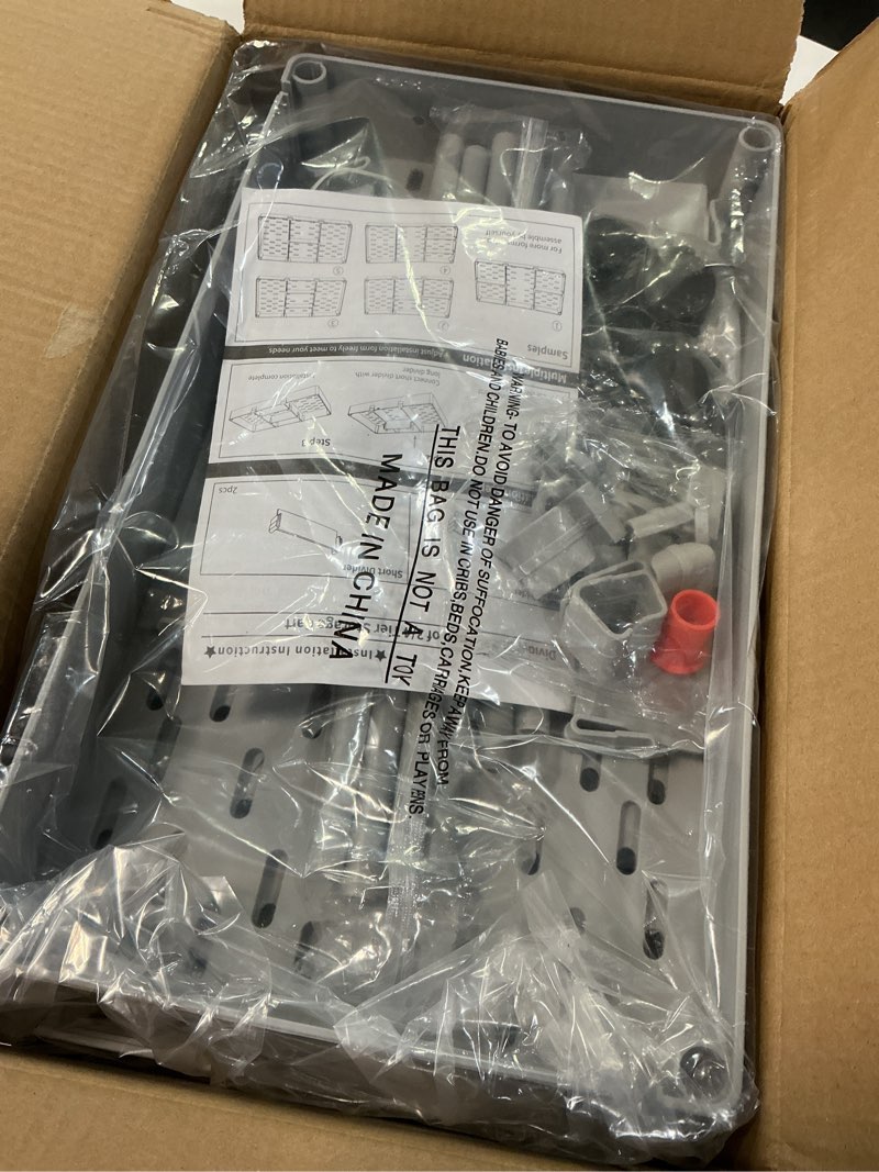 Condition photo showing Good Condition for SPACELEAD 3 Tier Rolling Cart with Wheels, Storage Craft Art Trolley Organizer Serving, 3 Hanging Baskets Easy Assembly, for Office, Living Room, Kitchen, Gray Grey