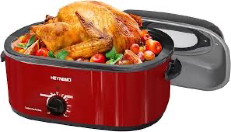 Turkey Roaster Oven Buffet with Self-Basting Lid, 1450W Electric Roaster Oven with Cool-Touch Handle