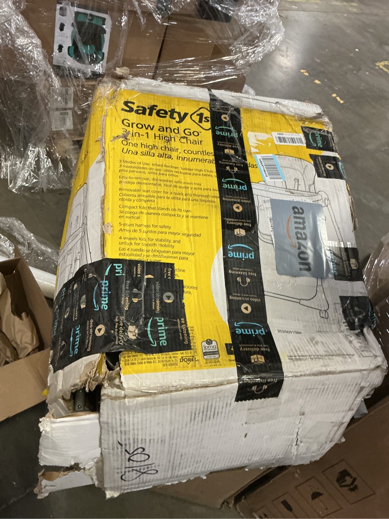 Condition photo showing As Is for Portable Baby Highchair for Months Infants and Toddlers with 5 Point Harness Convertible Comfortable Seat for Cozy Eating Table Sit Up High Chair and Seats for Sitting Up Back Booster Feeding Chairs Grey-White