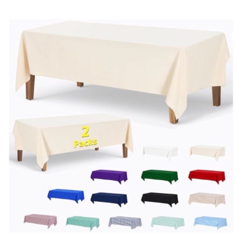 ABCCANOPY 2 Pack Rectangle Polyester Tablecloth 70 x 120 Inch Indoor Outdoor Stain-Resistant Washabl