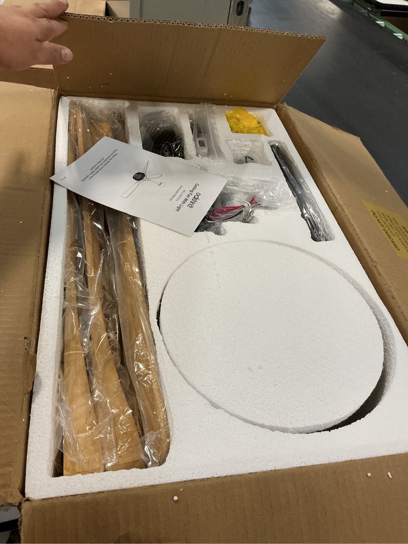Condition photo showing Good Condition for edishine 52" boho ceiling fans with lights, wickerwork cage & 3-abs blades, 10%-100% dimmable, 1/2/4/6h timer, remote control, 6 speeds, indoor noiseless rattan ceiling fan for living room, bedroom bohemian 52 inch