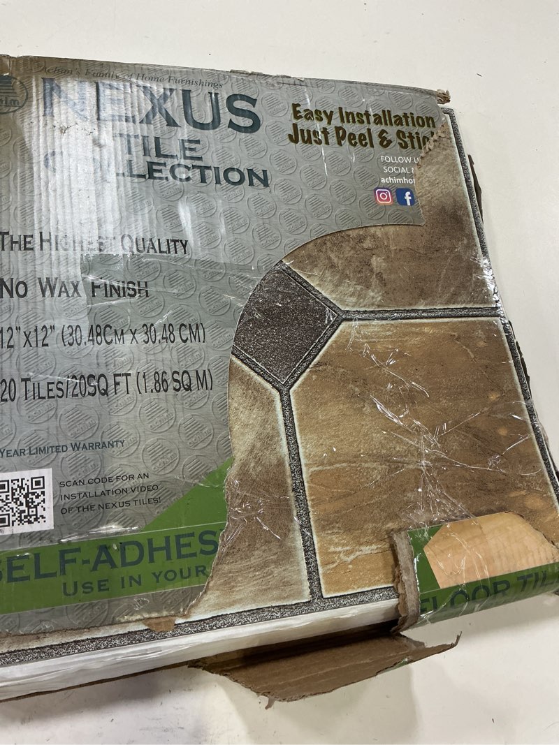 Condition photo showing As Is for achim nexus 12"x12" 1.2mm peel & stick vinyl floor tiles 20 tiles/20 sq. ft. rustic slate
